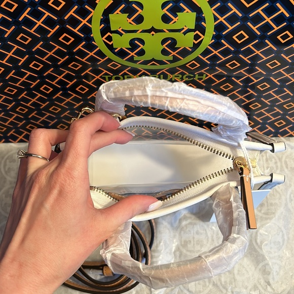 Tory Burch Ella Nylon Clear Mini Tote Bag Crossbody Clear Brown - Picture 5 of 10
